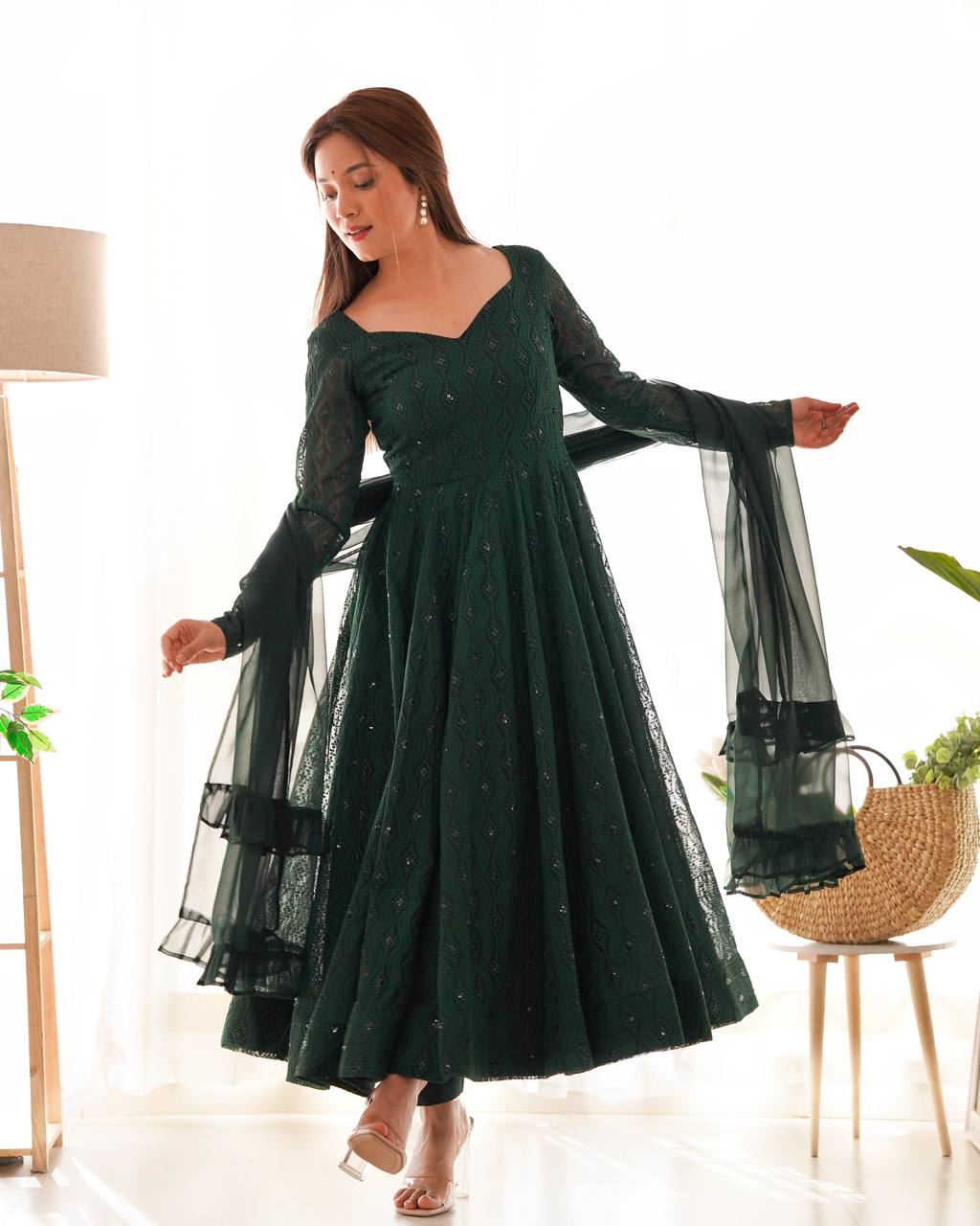 Green Gown Party Wear
