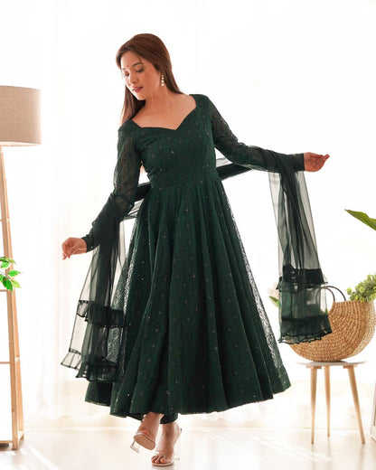 Green Gown Party Wear
