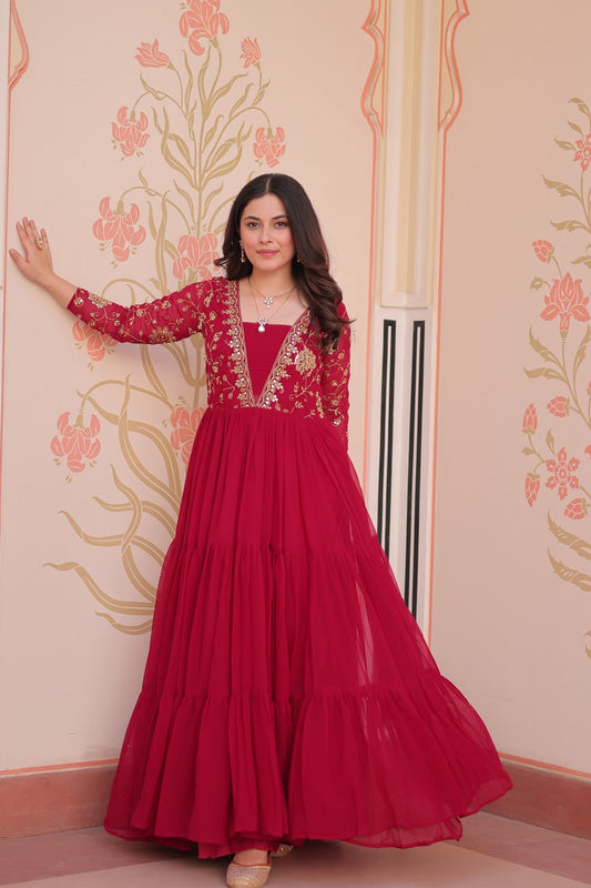 Dark pink colour gown for wedding
