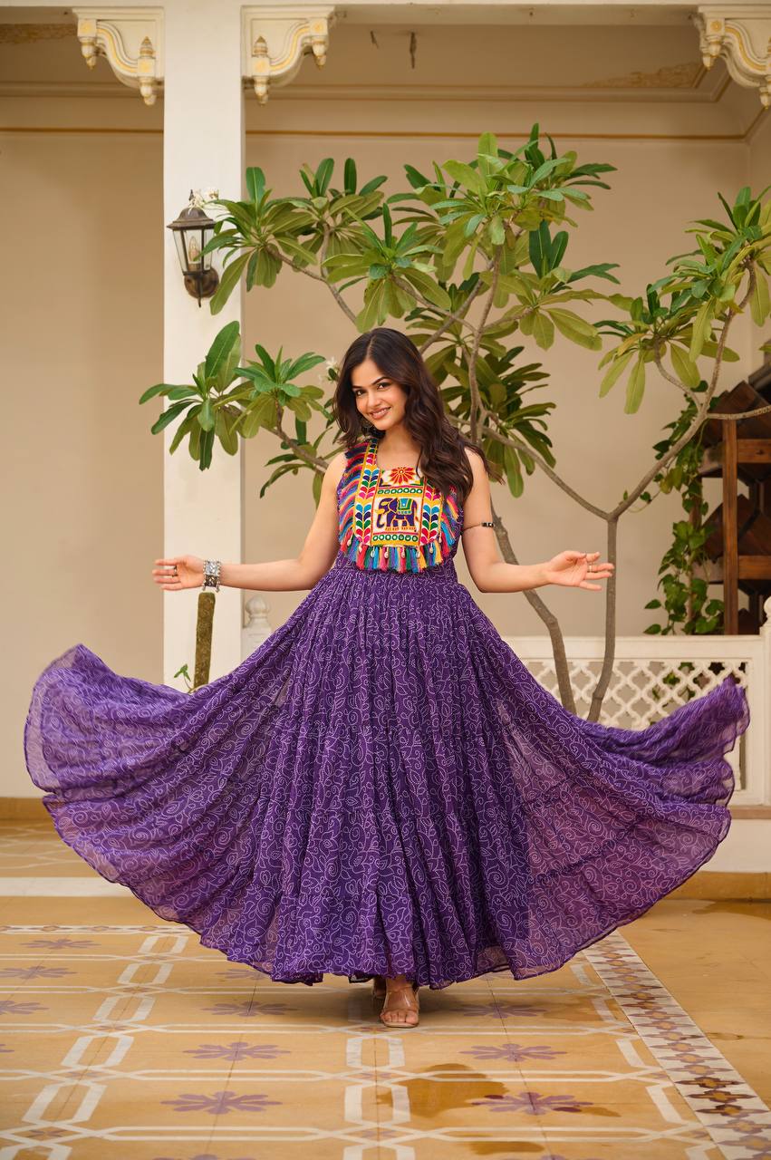 Purple color georgette gown