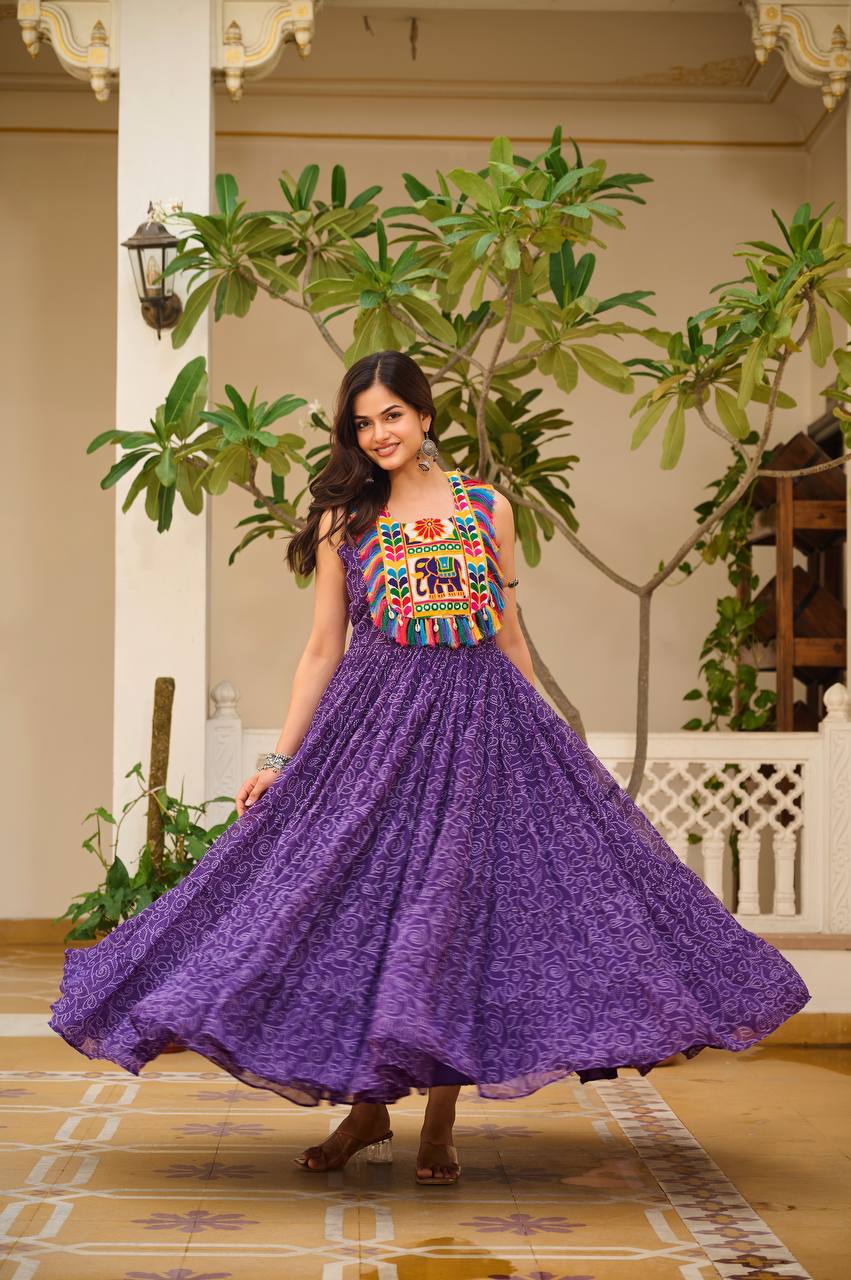 Elegance purple color gown 