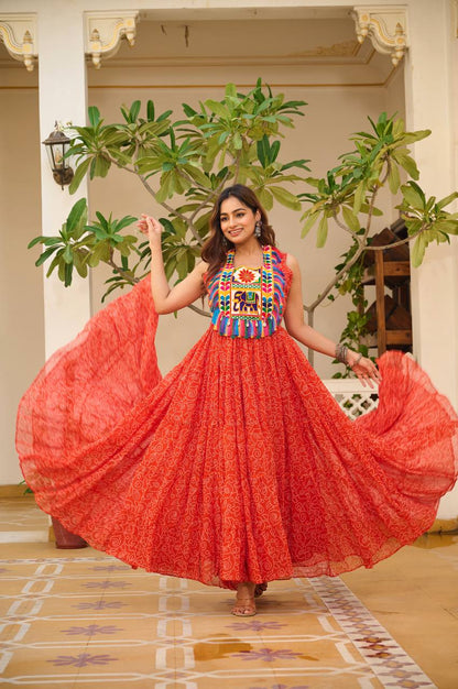 Orange color georgette gown