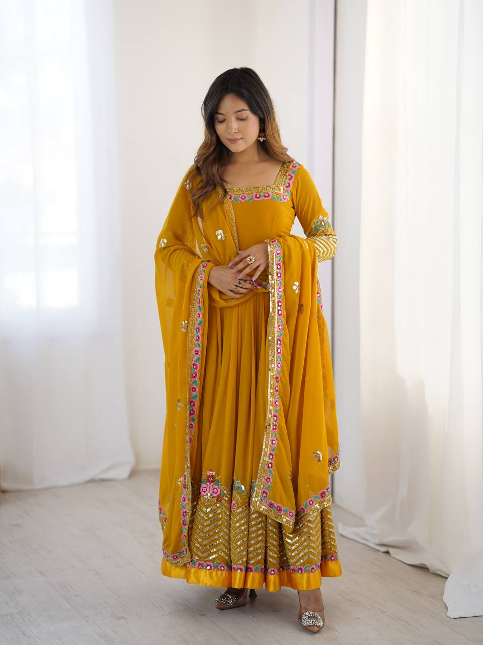Party wear yellow dress