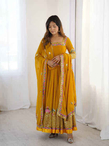 Party wear yellow dress
