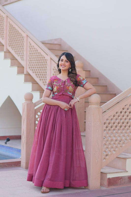 Pink colour gown for wedding
