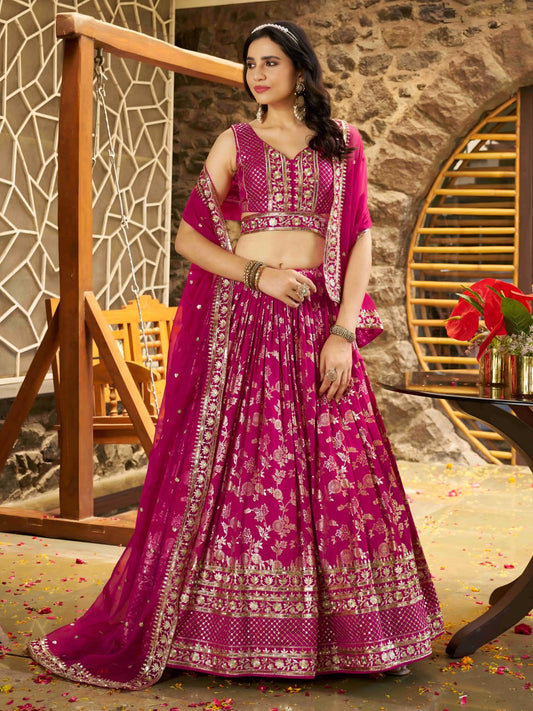 Pink color dola silk jacquard chaniya choli