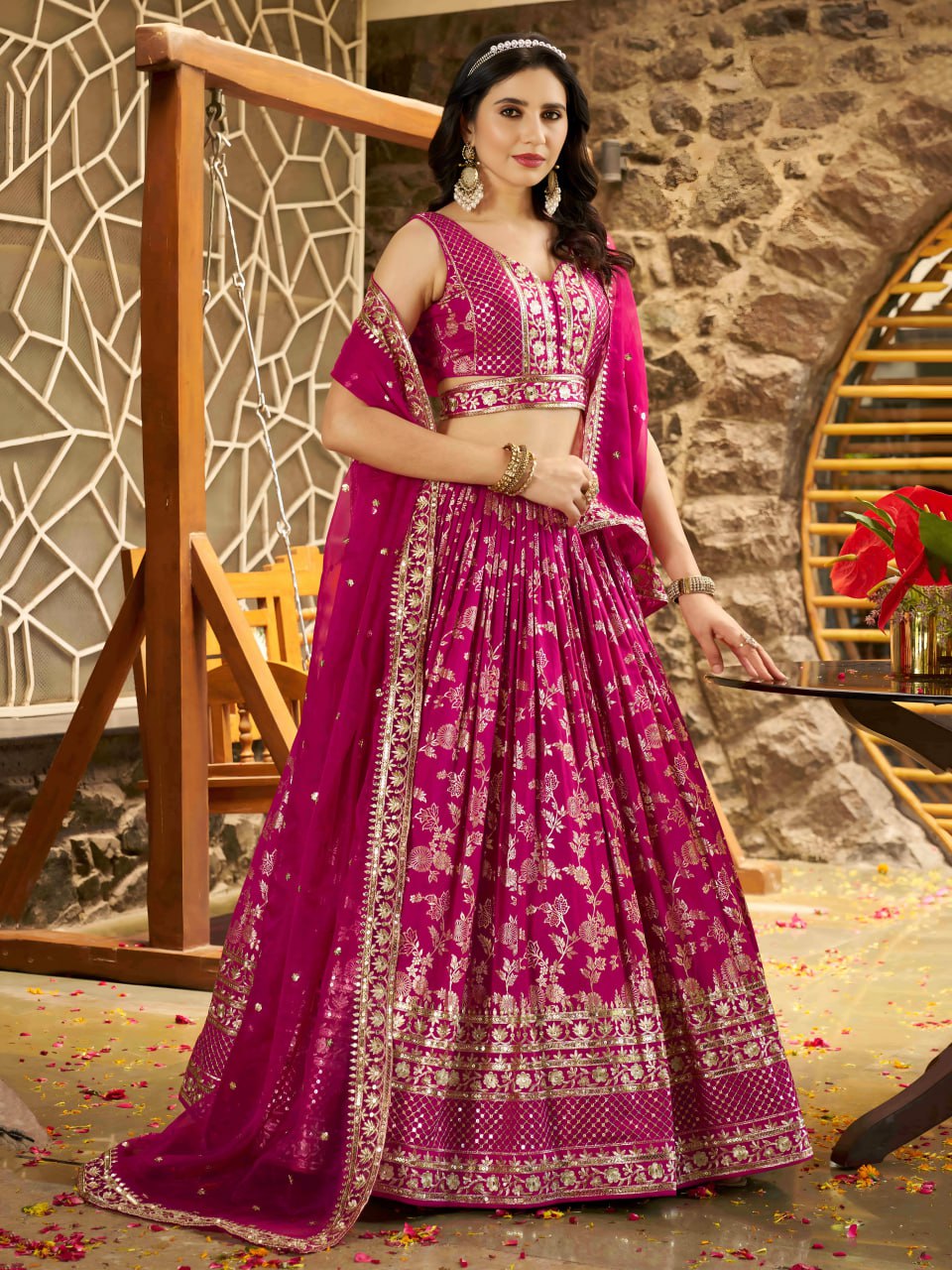 Wedding wear pink lehenga choli