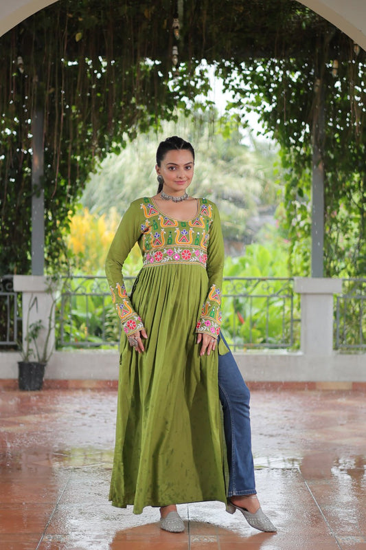Navratri green colour kurti for women online
