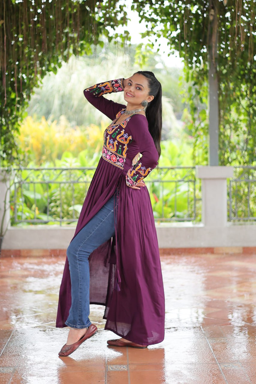 Navratri wear wine color gown