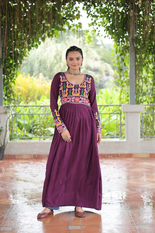 Navratri wine colour kurti for women online shopping
