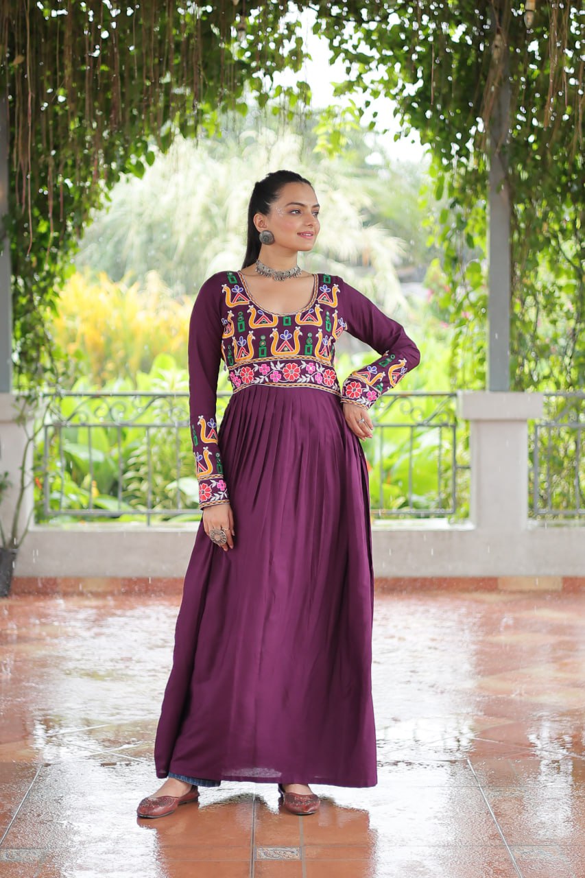 Wine colour Kurti Set

