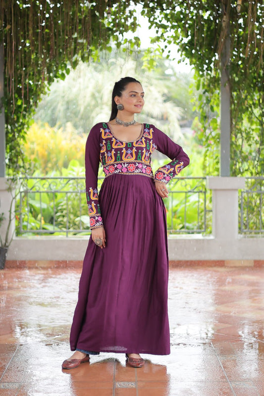 Wine colour Kurti Set

