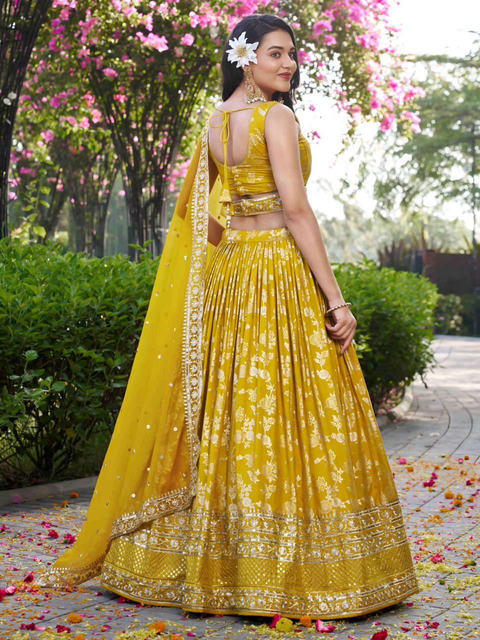 Designer yellow lehenga choli price