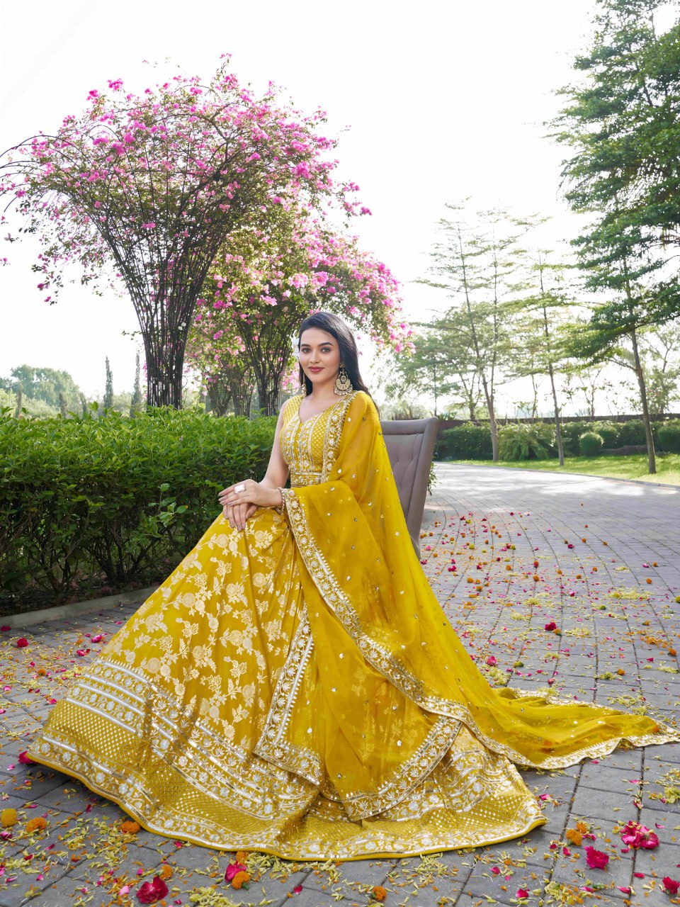 Wedding wear yellow chaniya choli USA