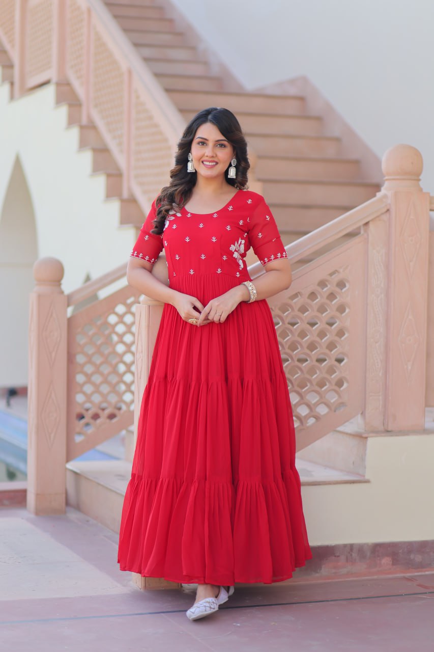 Designer red color gown