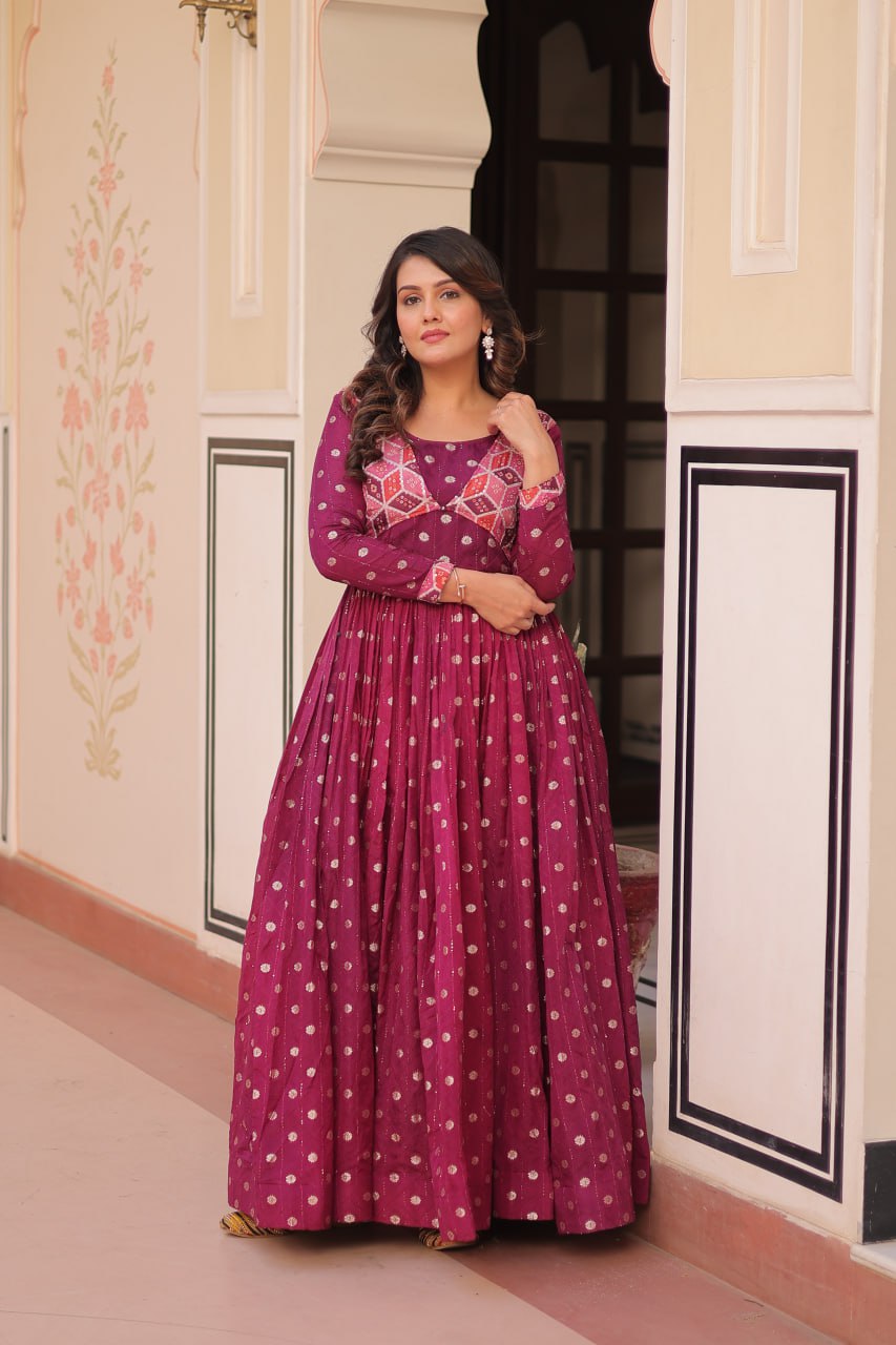 Festive wear wine color dress UK