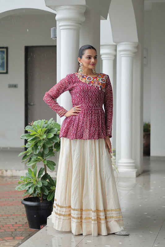 White color kora cotton lehenga with top
