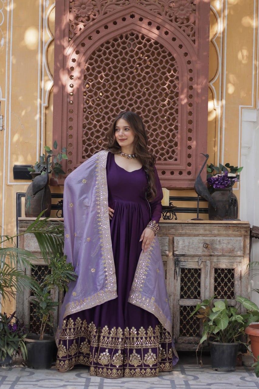 Designer purple long gown with online