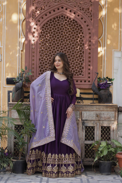 Designer purple long gown with online