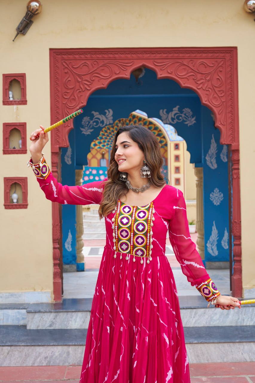 Pink gown for dandiya nights 