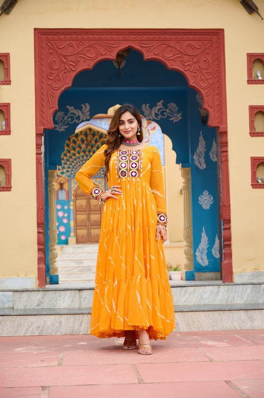 Yellow color georgette gown