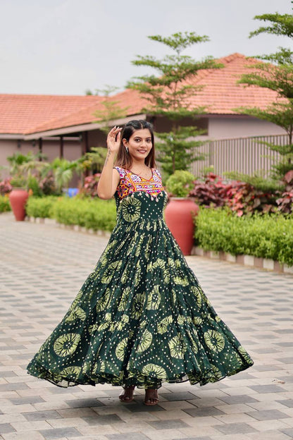 Green color georgette gown for navratri price
