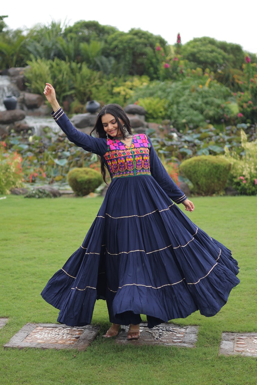 Navy Blue Gown With Dupatta
