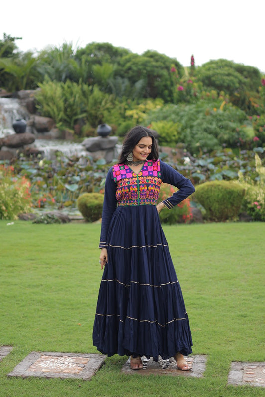 Formal & gown navy blue navratri gown for women
