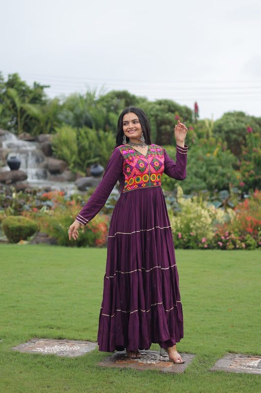 Wine color rayon gown