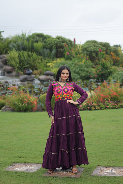 Navratri special hand work wine gown with price