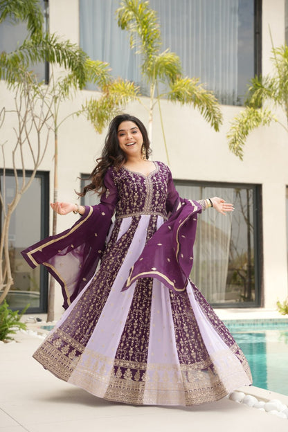 Purple colour Gown For Wedding
