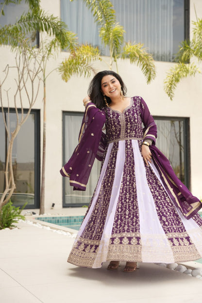 Long Purple color gown for women
