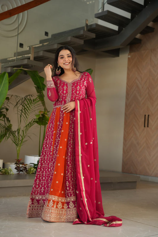 Maxi pink color gown for women

