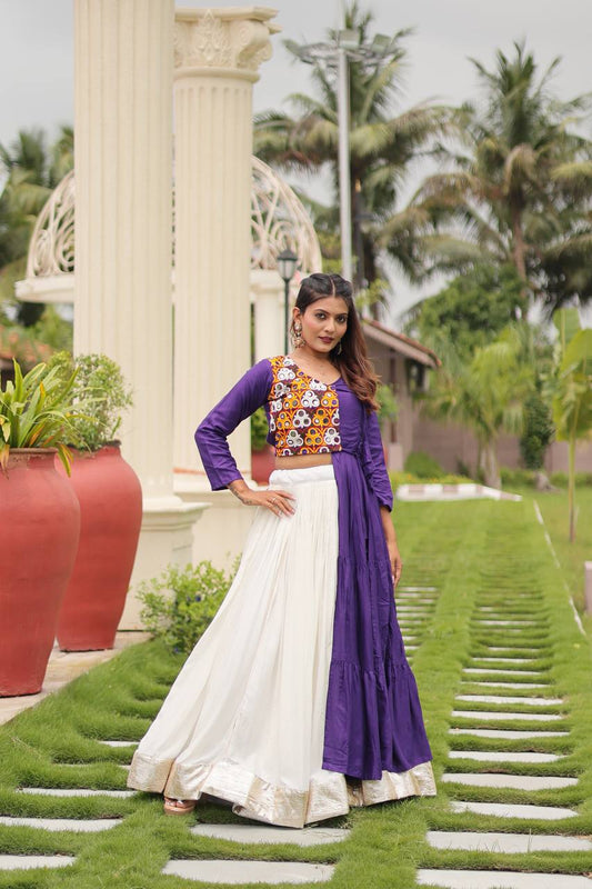 Purple color cotton navratri lehenga choli for women online

