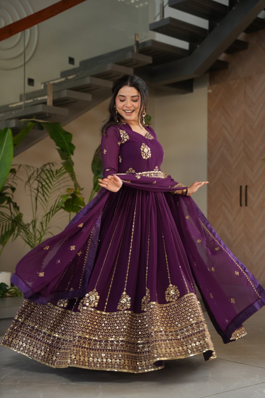 Maxi wedding dress purple gown for women
