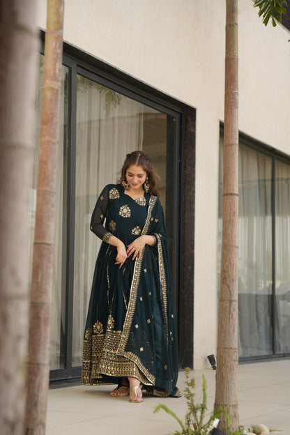 Rama color gown with dupatta in online