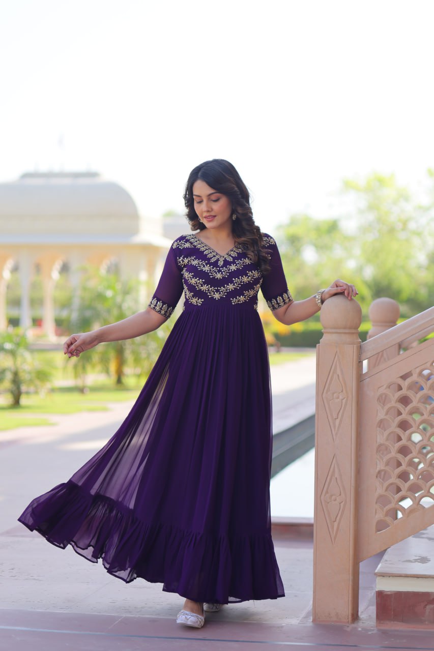 Wedding wear purple gown with online