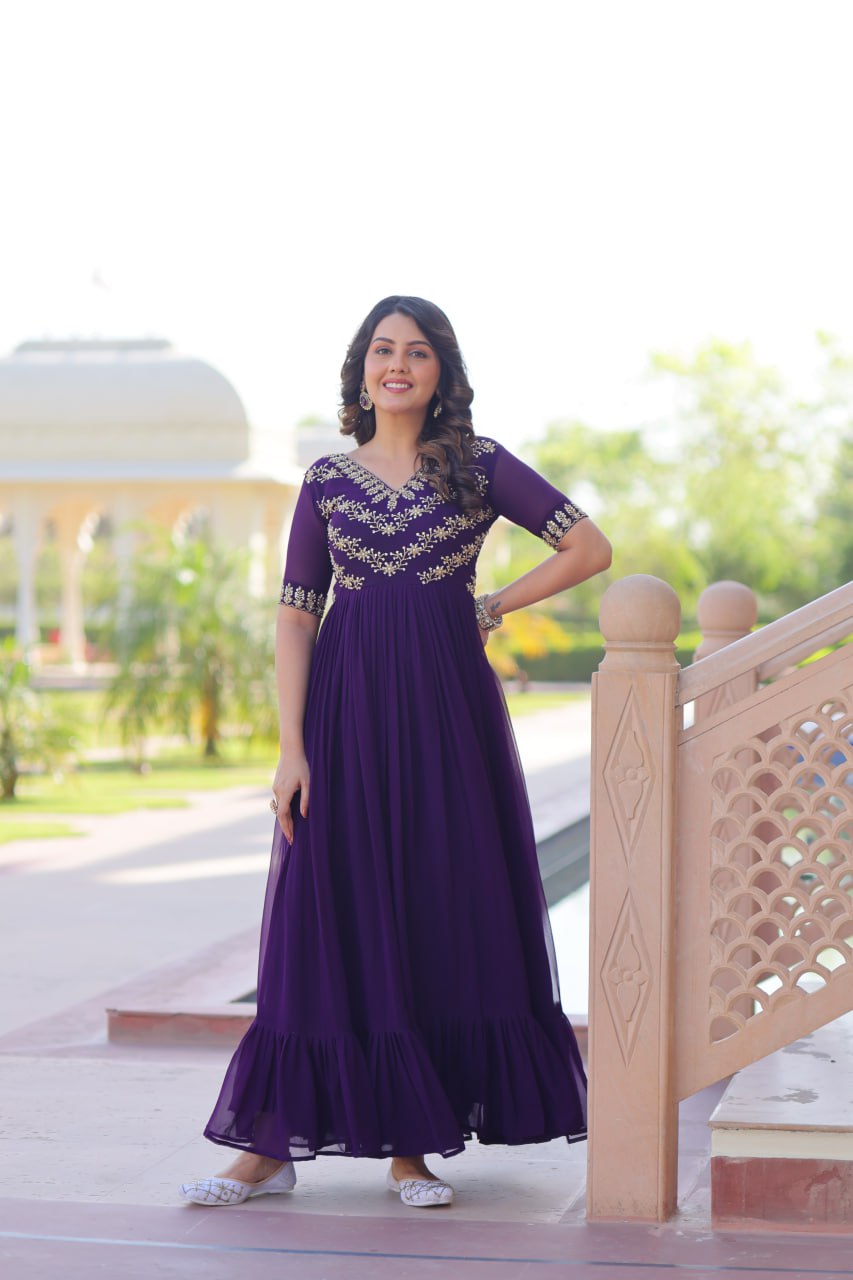 Festive wear purple gown in USA