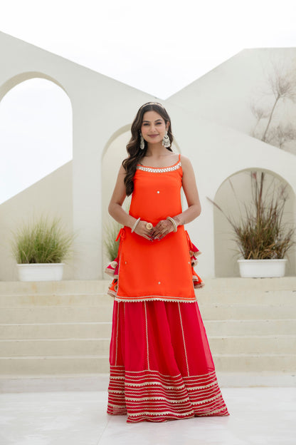 Orange Color Georgette Festive Wear Sharara Suit