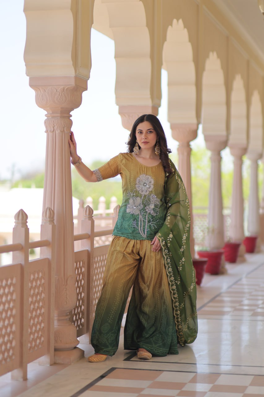 Green Sharara Set for Mehndi
