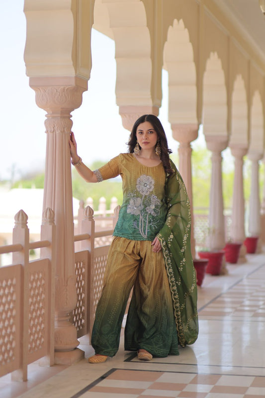 Green Sharara Set for Mehndi
