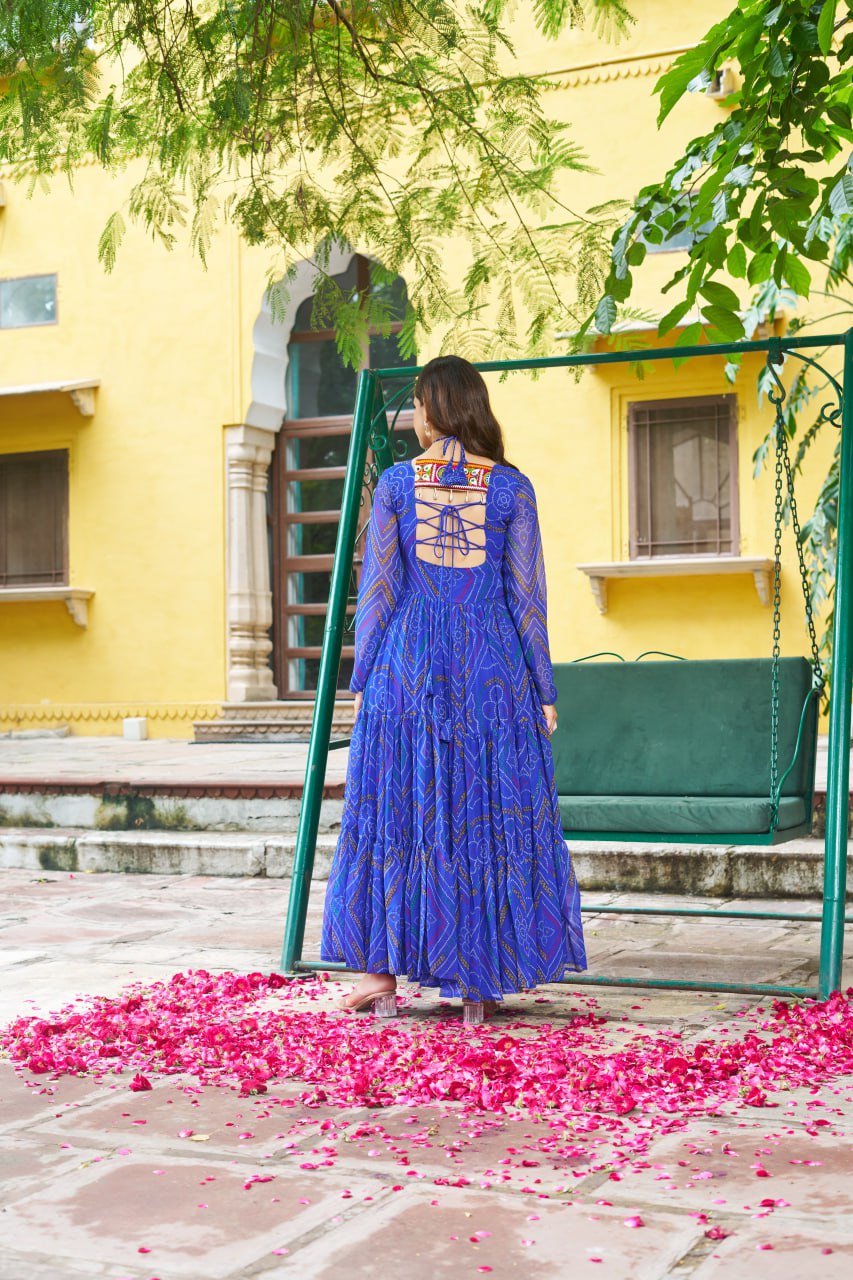 Blue gown for dandiya nights