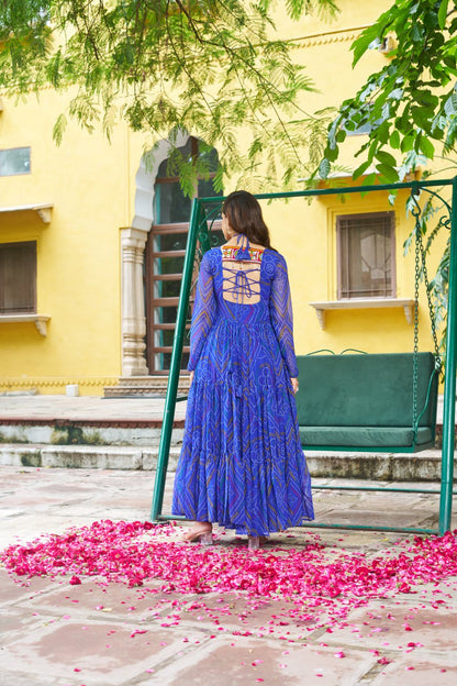 Blue gown for dandiya nights