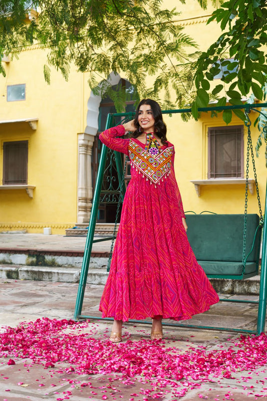 Pink color georgette gown