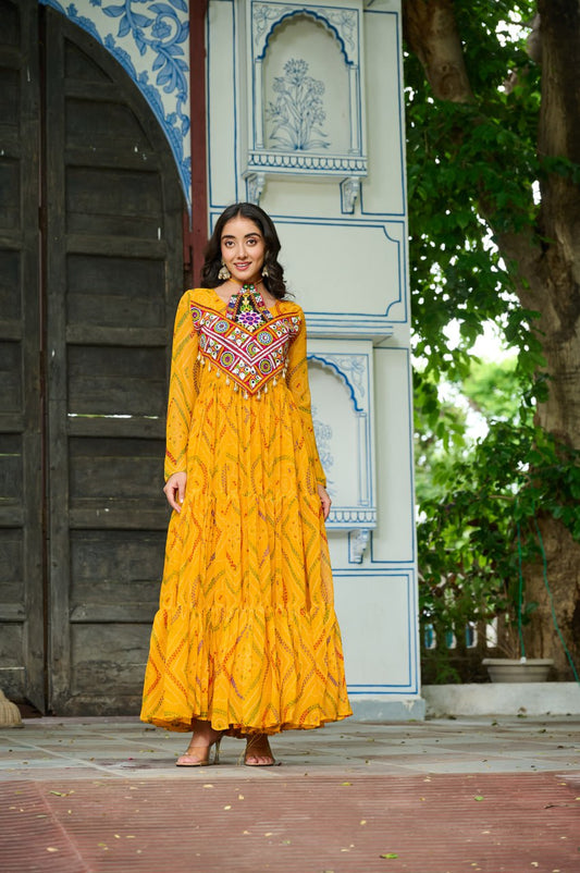 Garba wear yellow gown