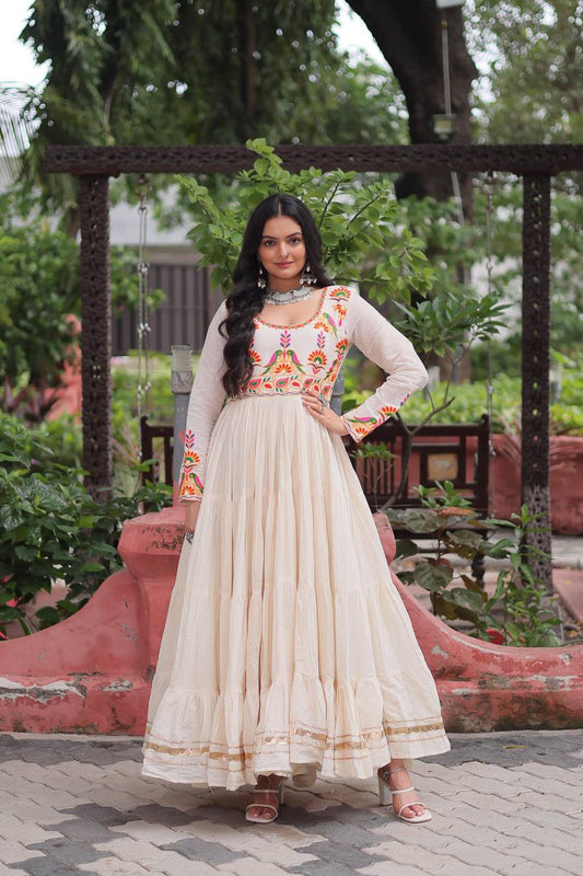 White color cotton long gown