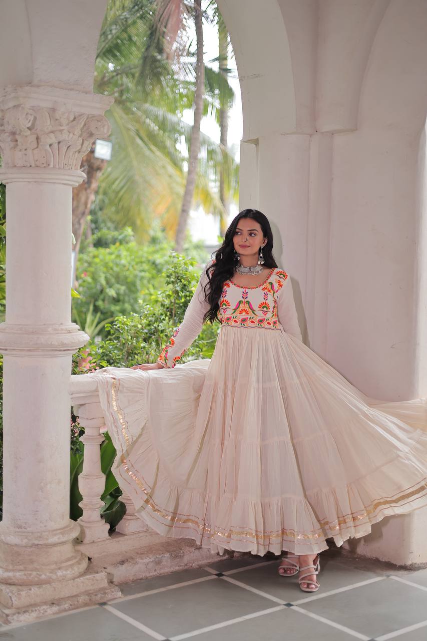 Navratri wear white gown for women