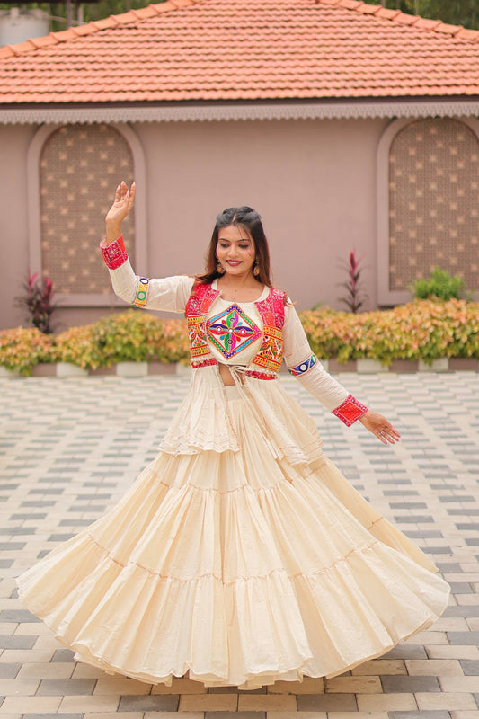 White color cotton lehenga choli 