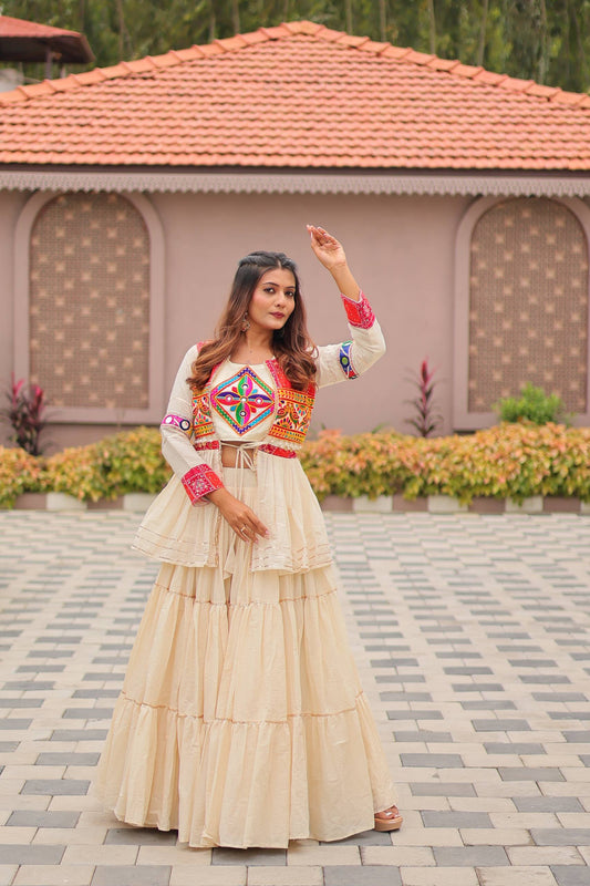 Navratri wear white lehenga 