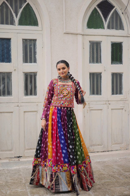 Navratri wear georgette lehenga with top